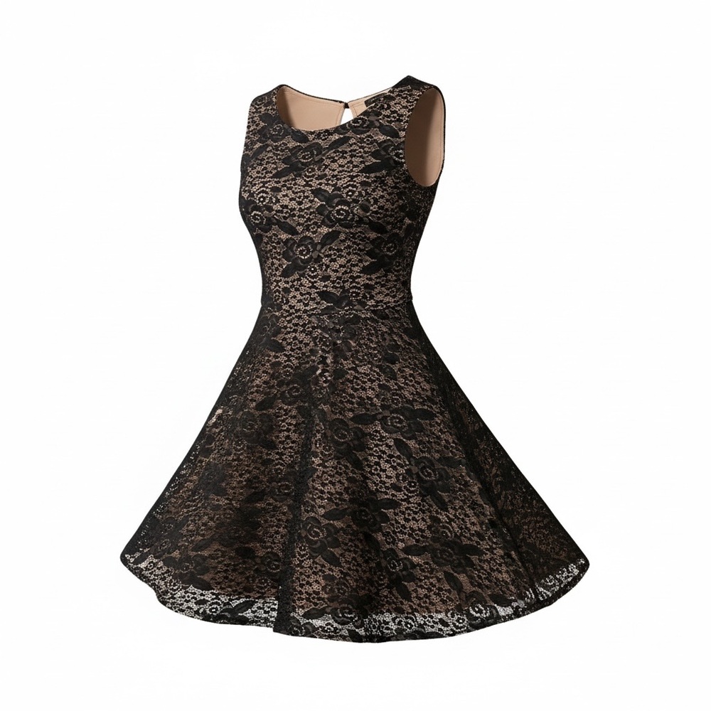 City Triangles Lace Dress Women’s XL Black Sleeveless Lined 90s Y2K Glam Goth #2